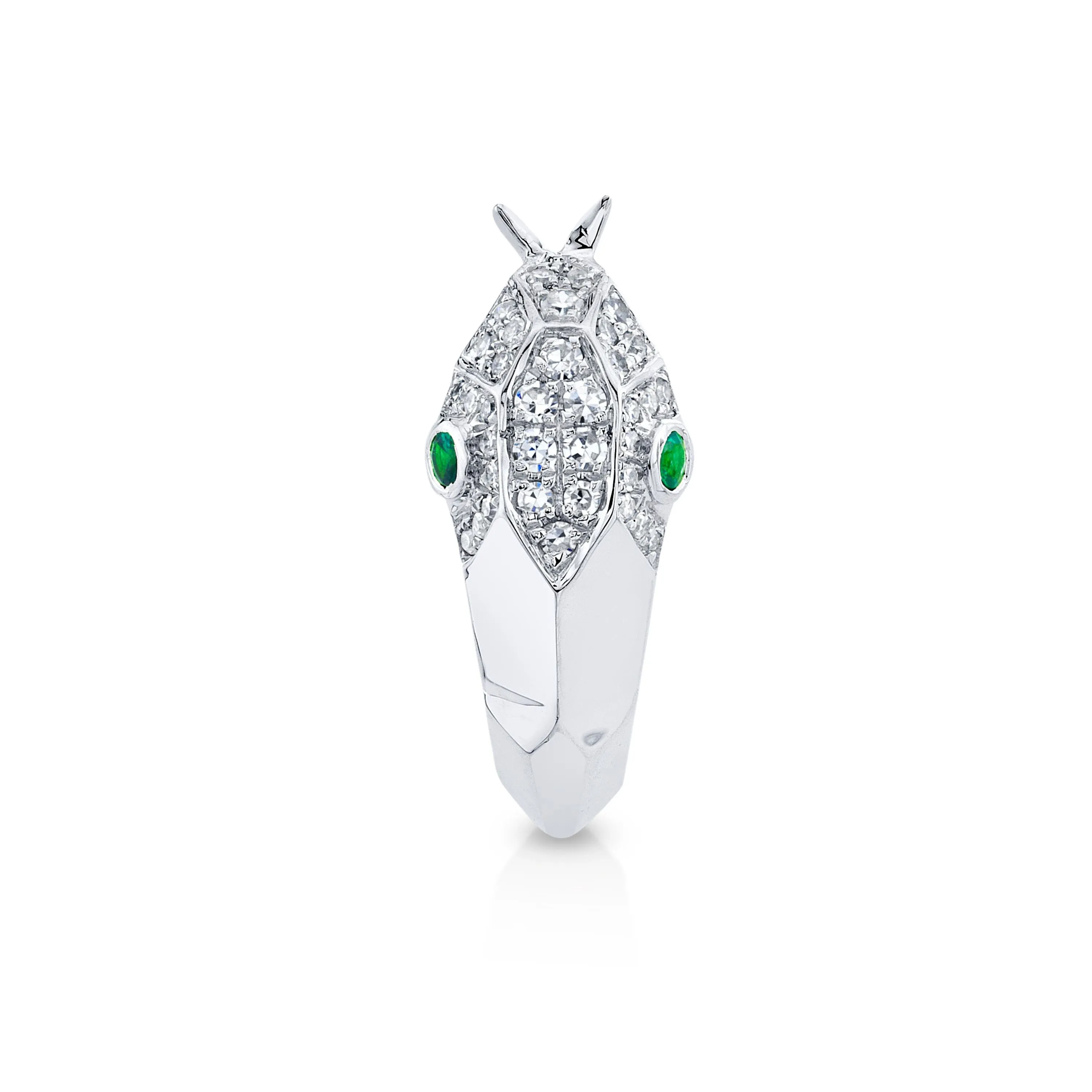 DIAMOND & GREEN GARNET SNAKE HUGGIE SINGLE