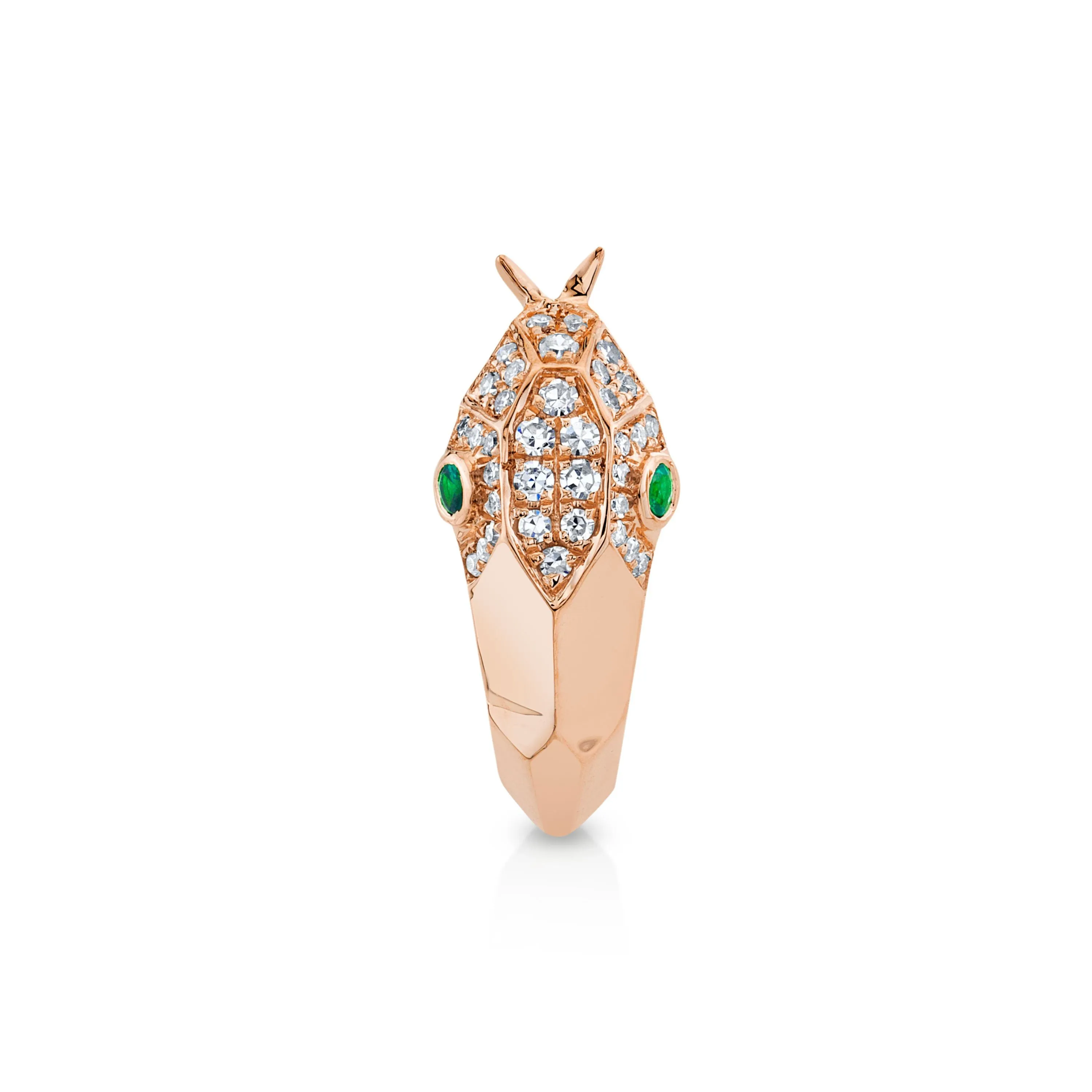 DIAMOND & GREEN GARNET SNAKE HUGGIE SINGLE