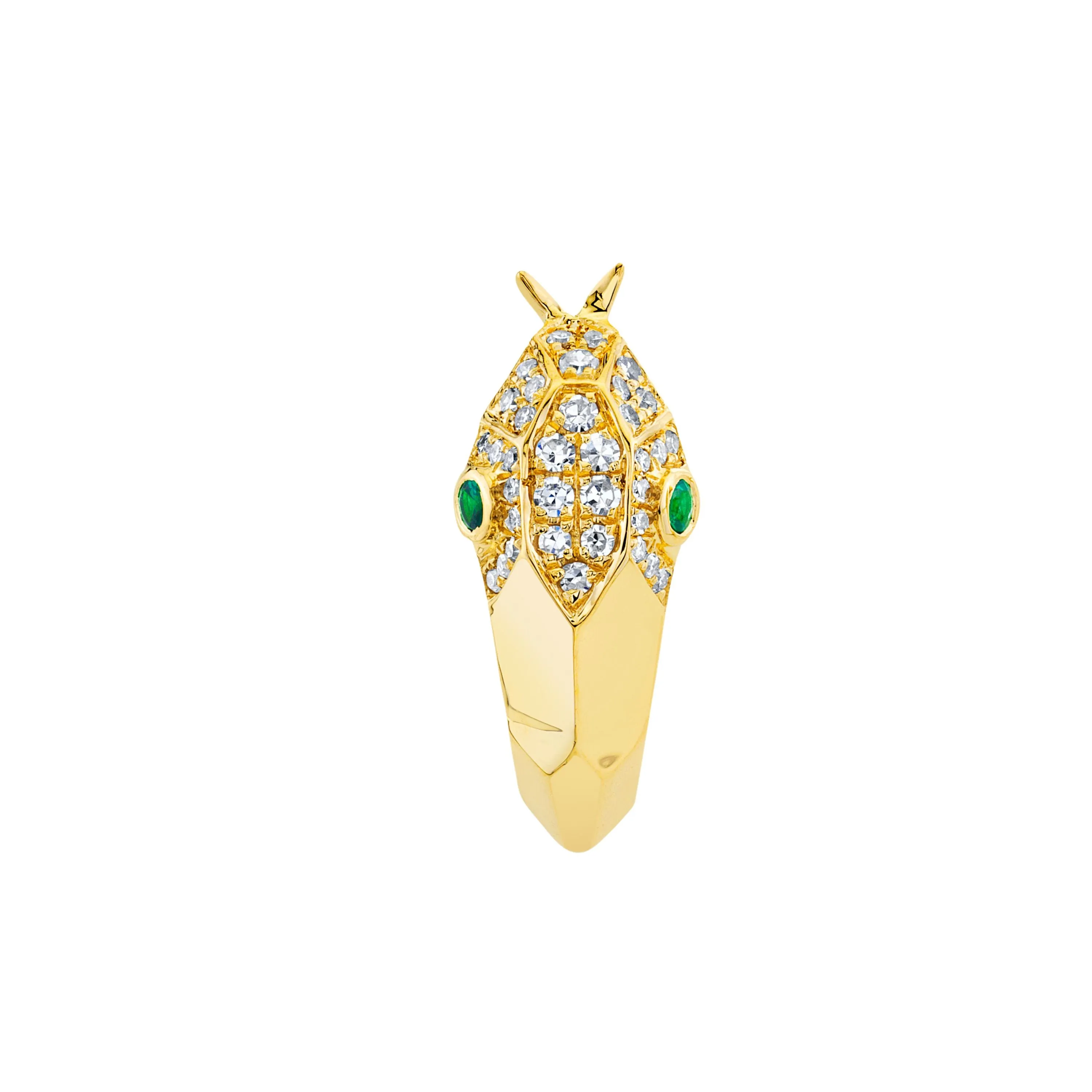 DIAMOND & GREEN GARNET SNAKE HUGGIE SINGLE