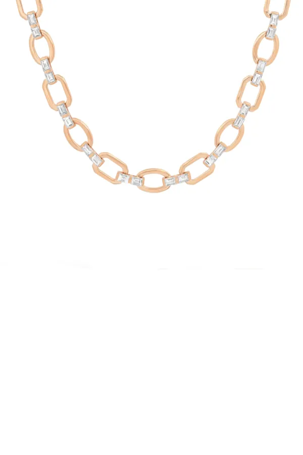 Diamond Baguette Flat Link Necklace