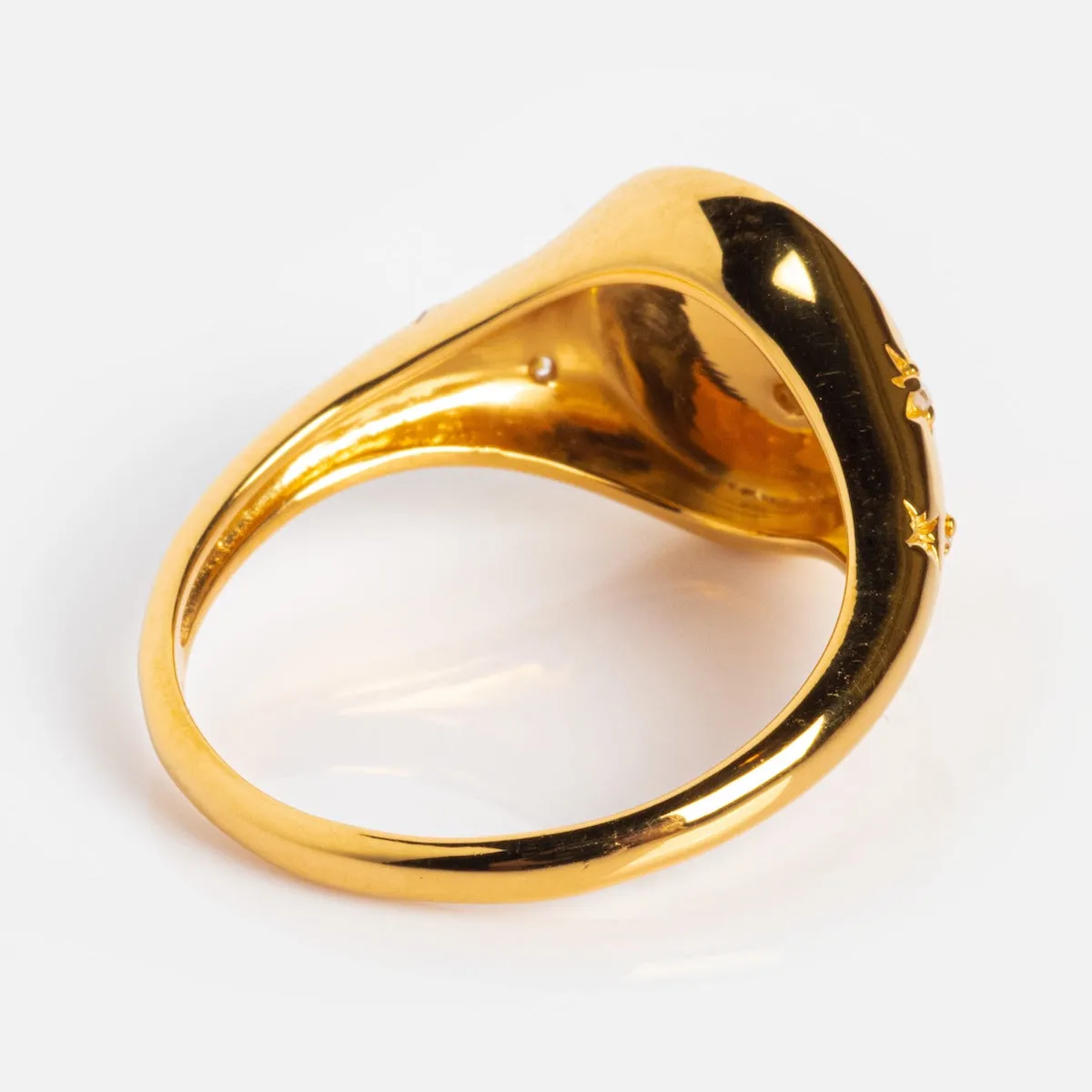Diamond Star Set Signet Ring