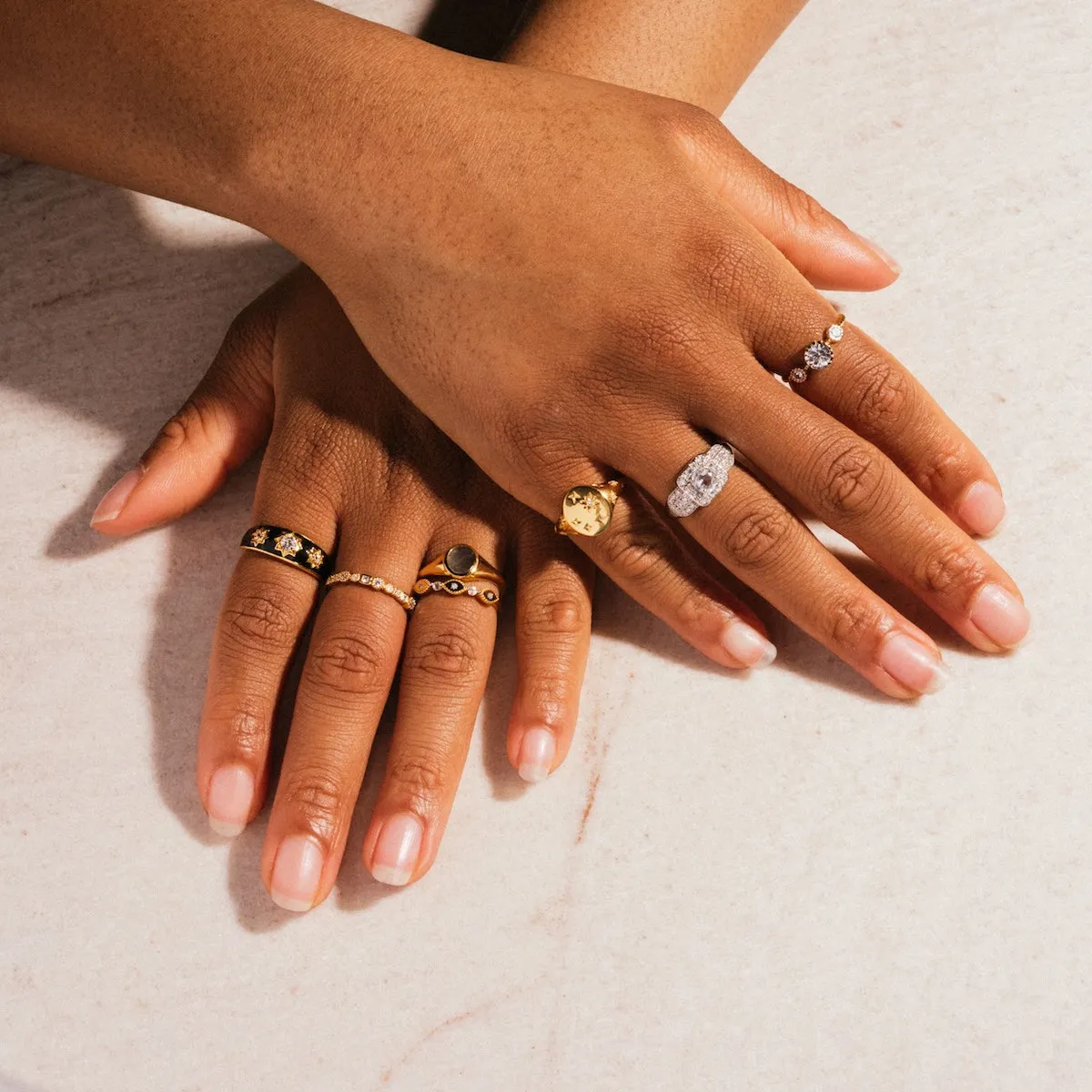 Diamond Star Set Signet Ring