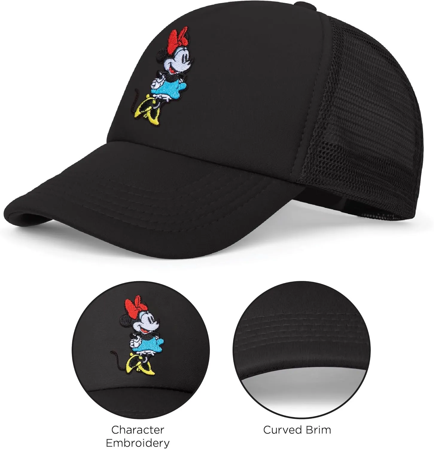 Disney Adult Trucker Hat, Minnie Mouse Mesh Snapback Baseball Cap