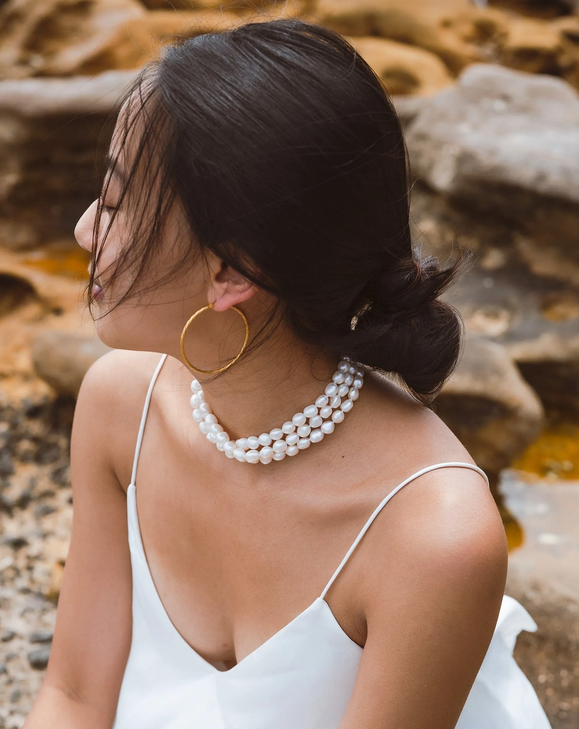 Elisse 3 Row Pearl Choker