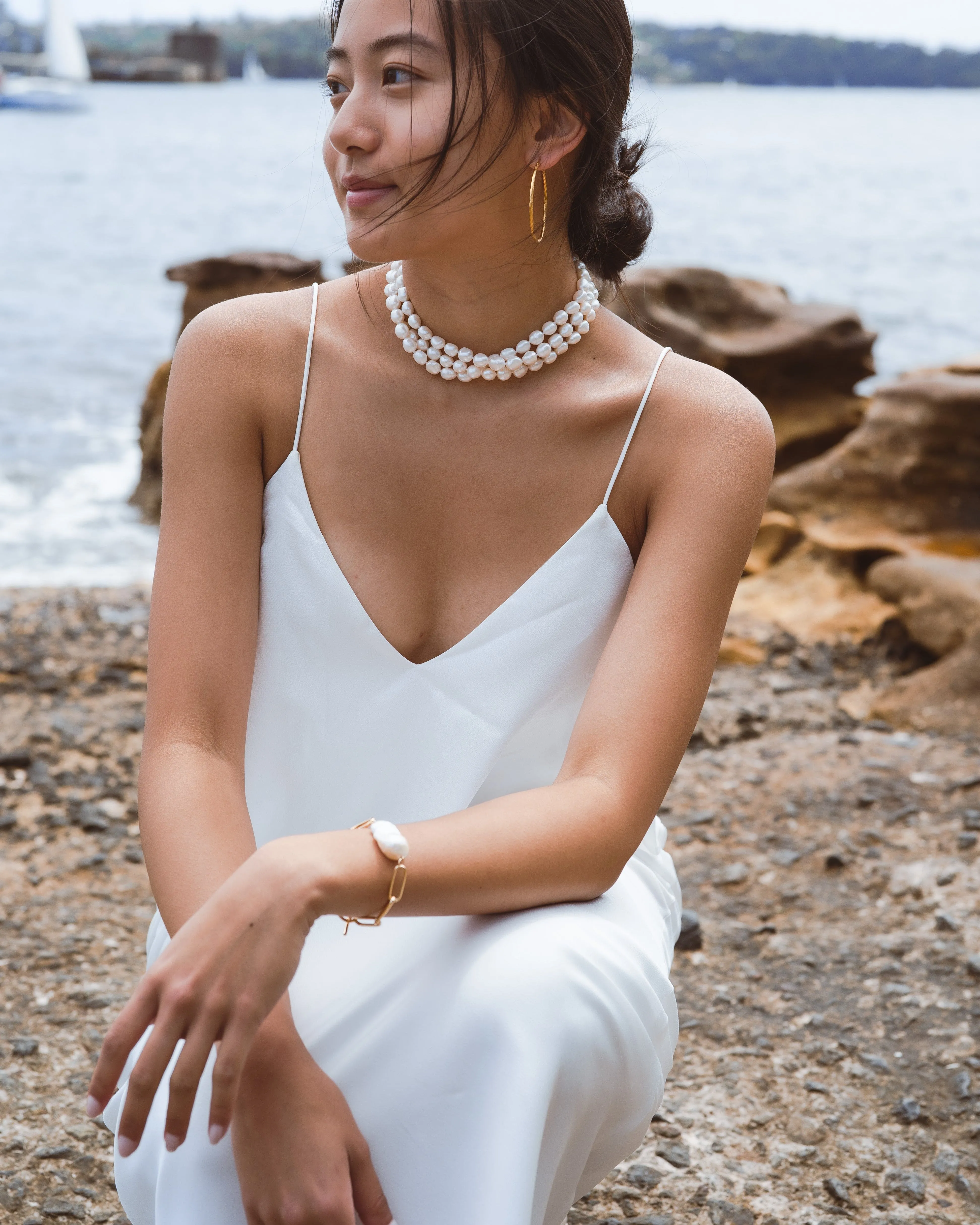 Elisse 3 Row Pearl Choker