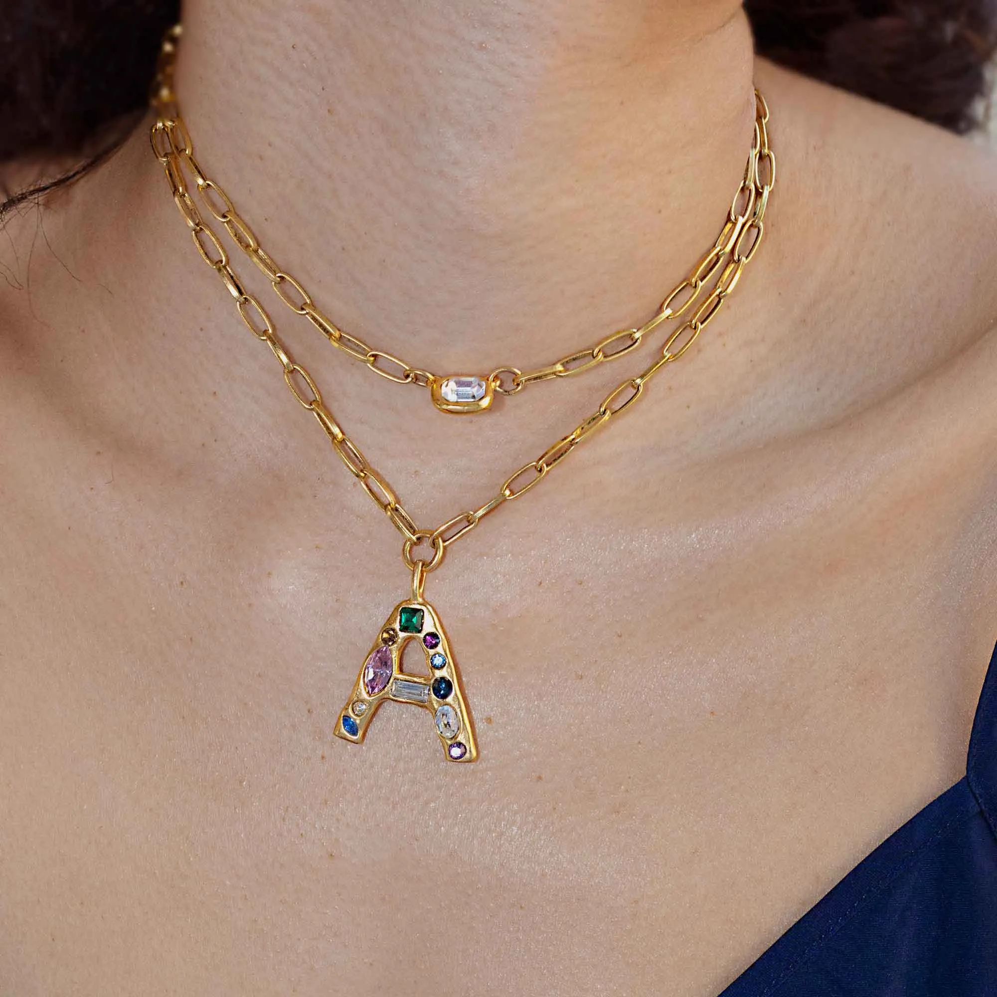 Emilie Gem Initial Necklace