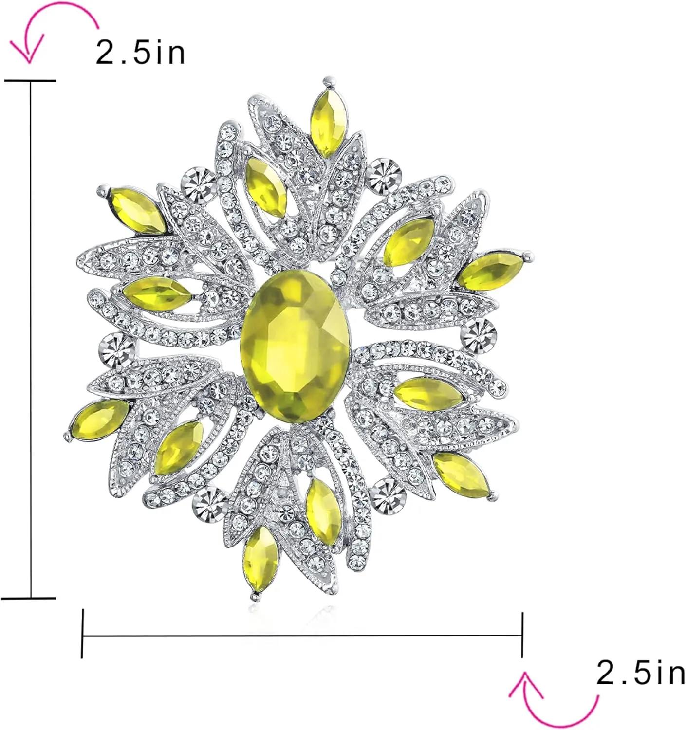 Fashion Large Statement Vintage Style Simulated Gemstone Crystal Scarf Flower Art Deco Brooch Pin For Women