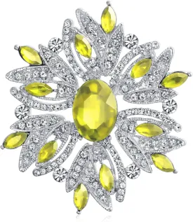 Fashion Large Statement Vintage Style Simulated Gemstone Crystal Scarf Flower Art Deco Brooch Pin For Women