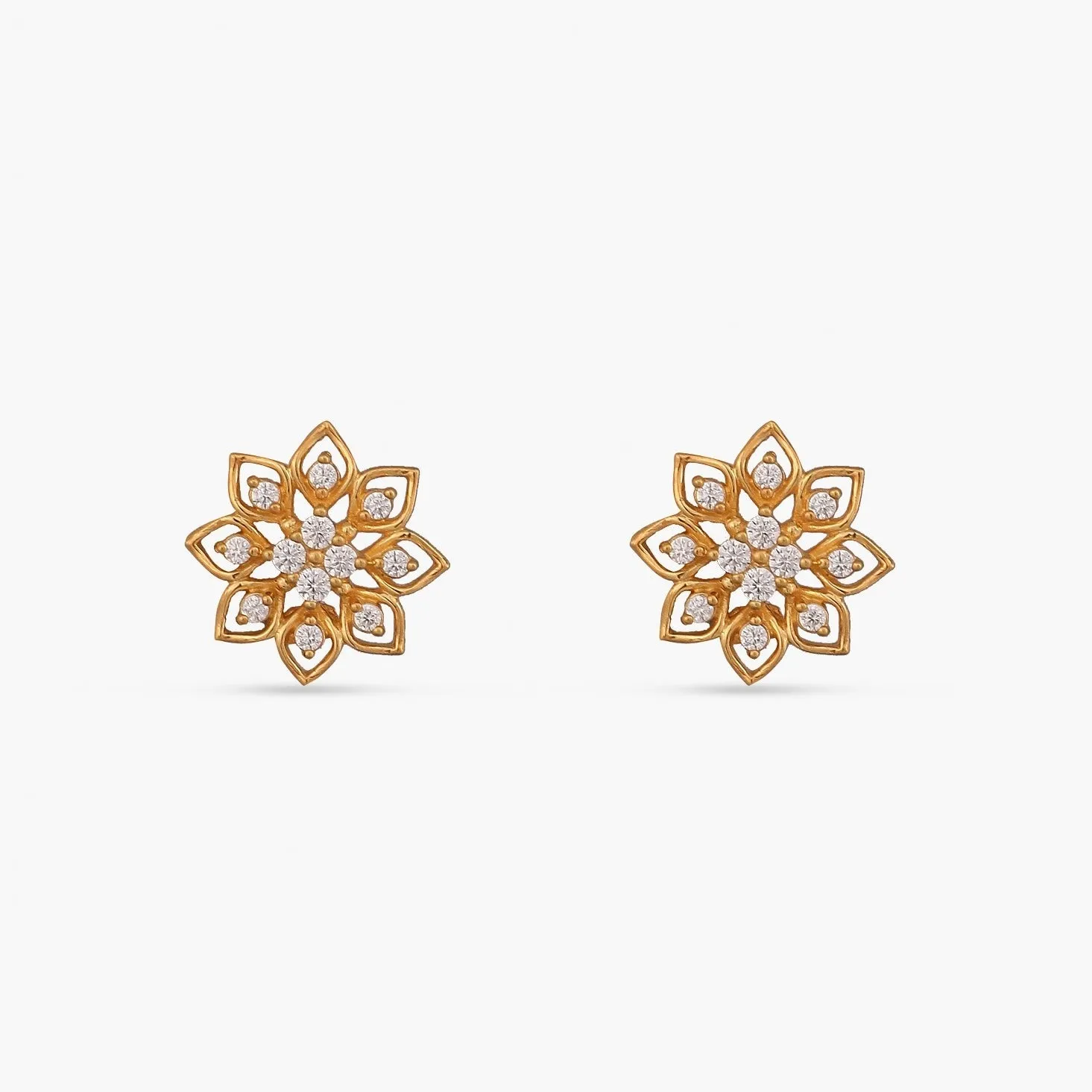 Flora CZ Silver Stud Earrings