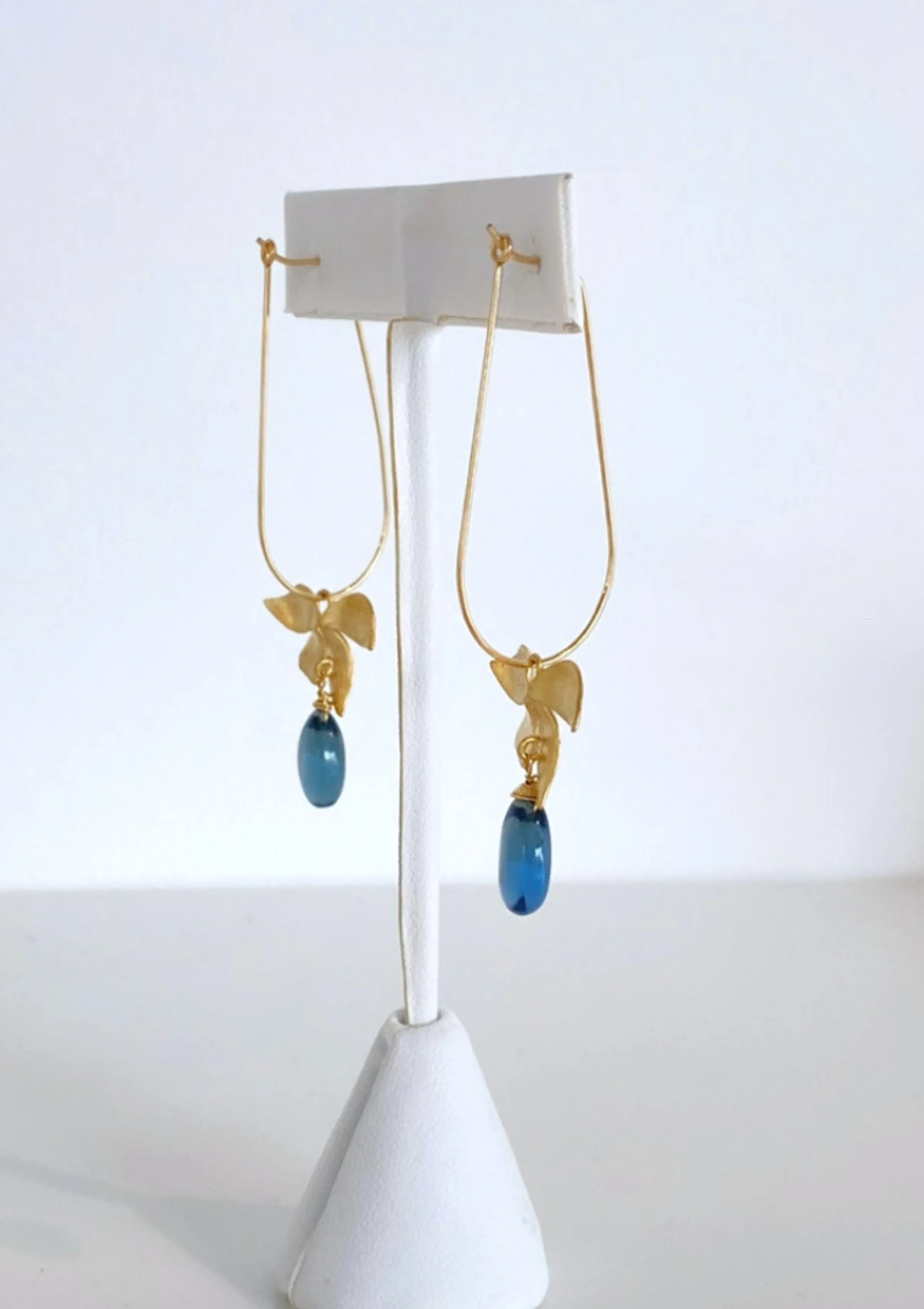 Floral Blue Quartz U Hoops