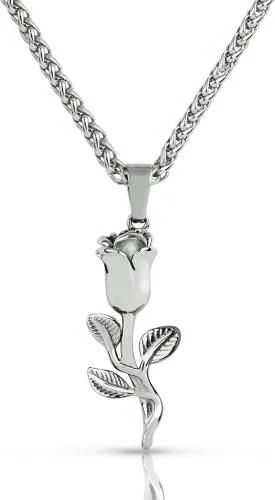 Forge & Foundry Men's Rose Pendant with Adjustable 21" Necklace Wheat Chain | Valor | Design-led, artisan jewelry from London