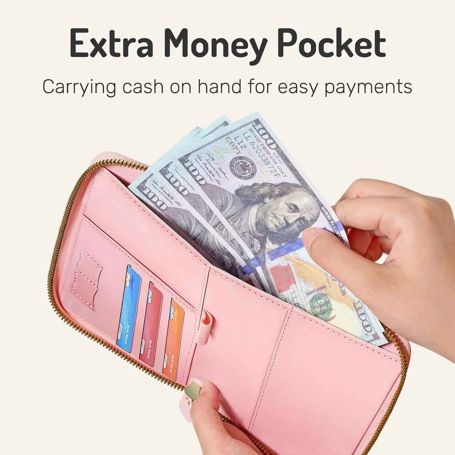 Forvencer Passport Holder Cover with Safe Zipper Closure, Premium Passport Wallet for Travel, Cute RFID Blocking Card Case, Waterproof Travel Accessories for Women, Rose Gold