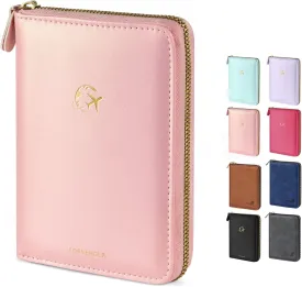 Forvencer Passport Holder Cover with Safe Zipper Closure, Premium Passport Wallet for Travel, Cute RFID Blocking Card Case, Waterproof Travel Accessories for Women, Rose Gold