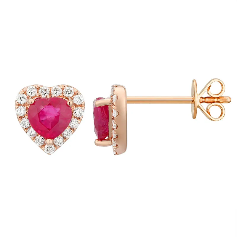 Gemstone Heart Diamond Outline Earrings
