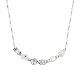Geometric Lab-Created Diamond Bar Necklace in White Gold, 2.0 cttw