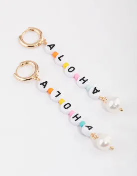 Gold Aloha Pearl Drop Earrings