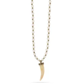 GOLD-TONE METAL CREAM PEAL HORN PENDANT NECKLACES #SQ3195 (NH7/HC16)