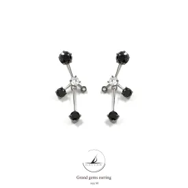 Grand Gems (M) Earrings [Black gems]