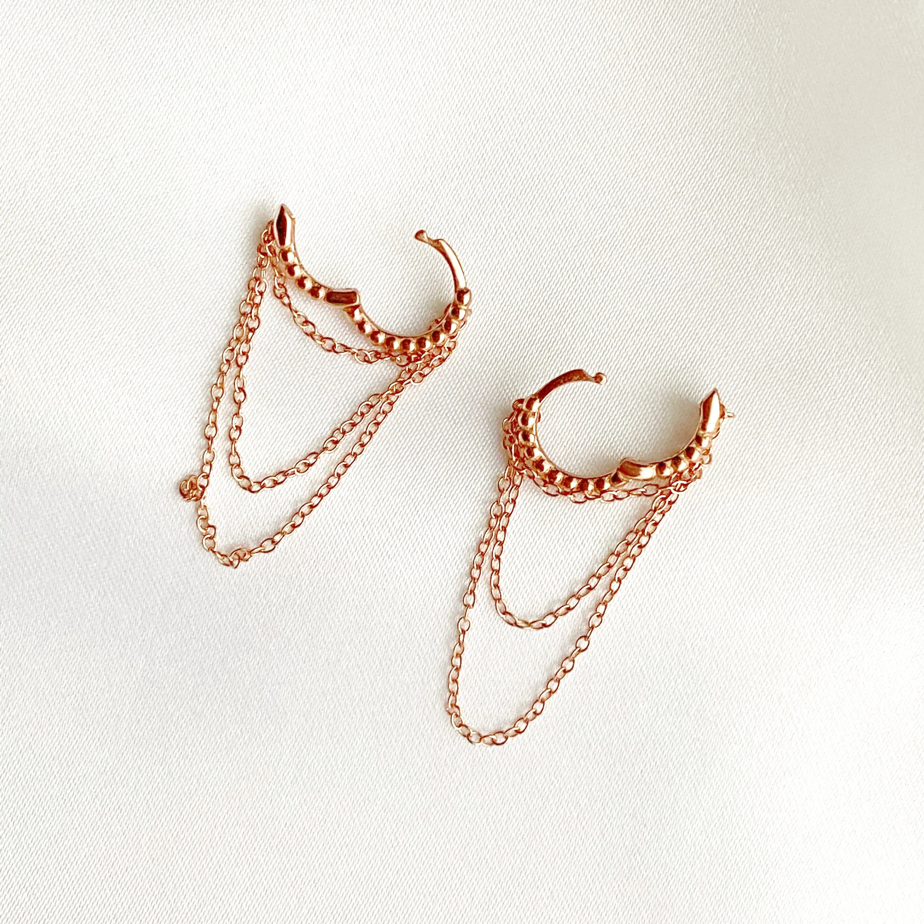 Harper Chain Rose Gold Huggie Earrings