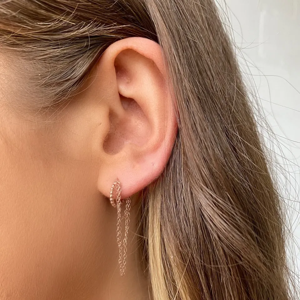 Harper Chain Rose Gold Huggie Earrings