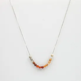 Hessonite & Crazy Lace Agate Adjustable Slide Chain Gemstone Necklace