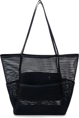 Iioscre Mesh Beach Tote Bags for Womens, Causal Hobo Pool Bags for Swimming Pools Vacations Beach Essentials