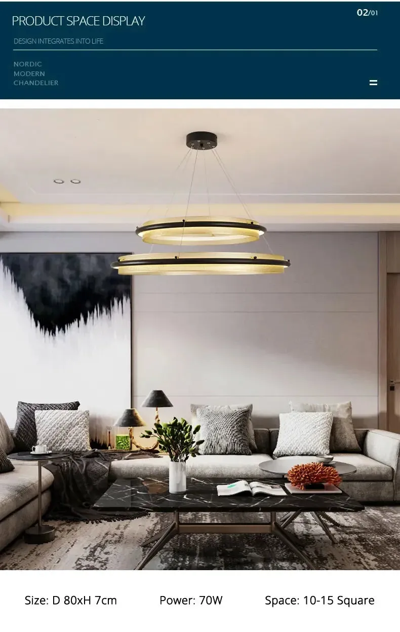 IIS Wogone Minimalist Circular/Rectangular LED Chandelier
