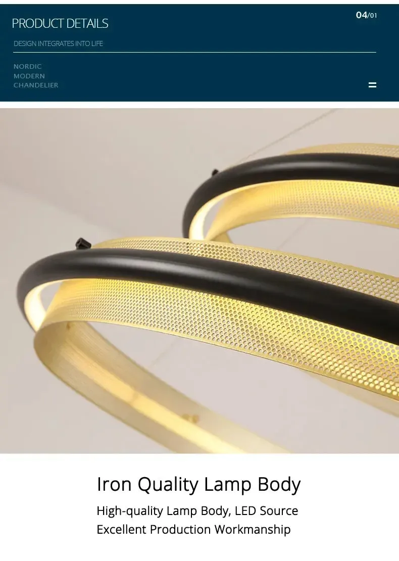 IIS Wogone Minimalist Circular/Rectangular LED Chandelier