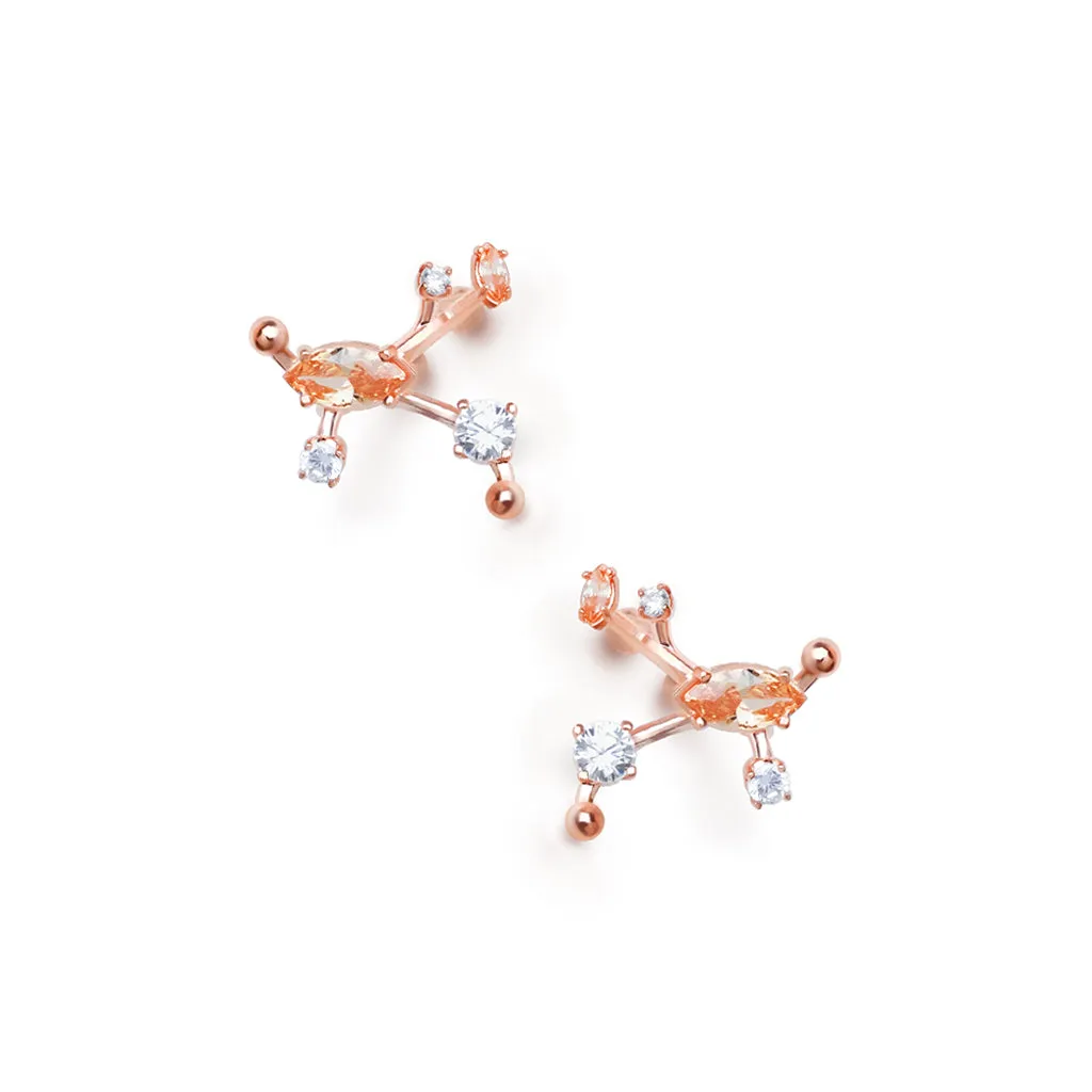 Ivy 2nd Sister Cuff Earrings [Champagne/White gems]