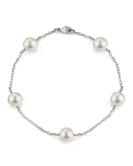 Japanese Akoya White Pearl Tincup Bracelet
