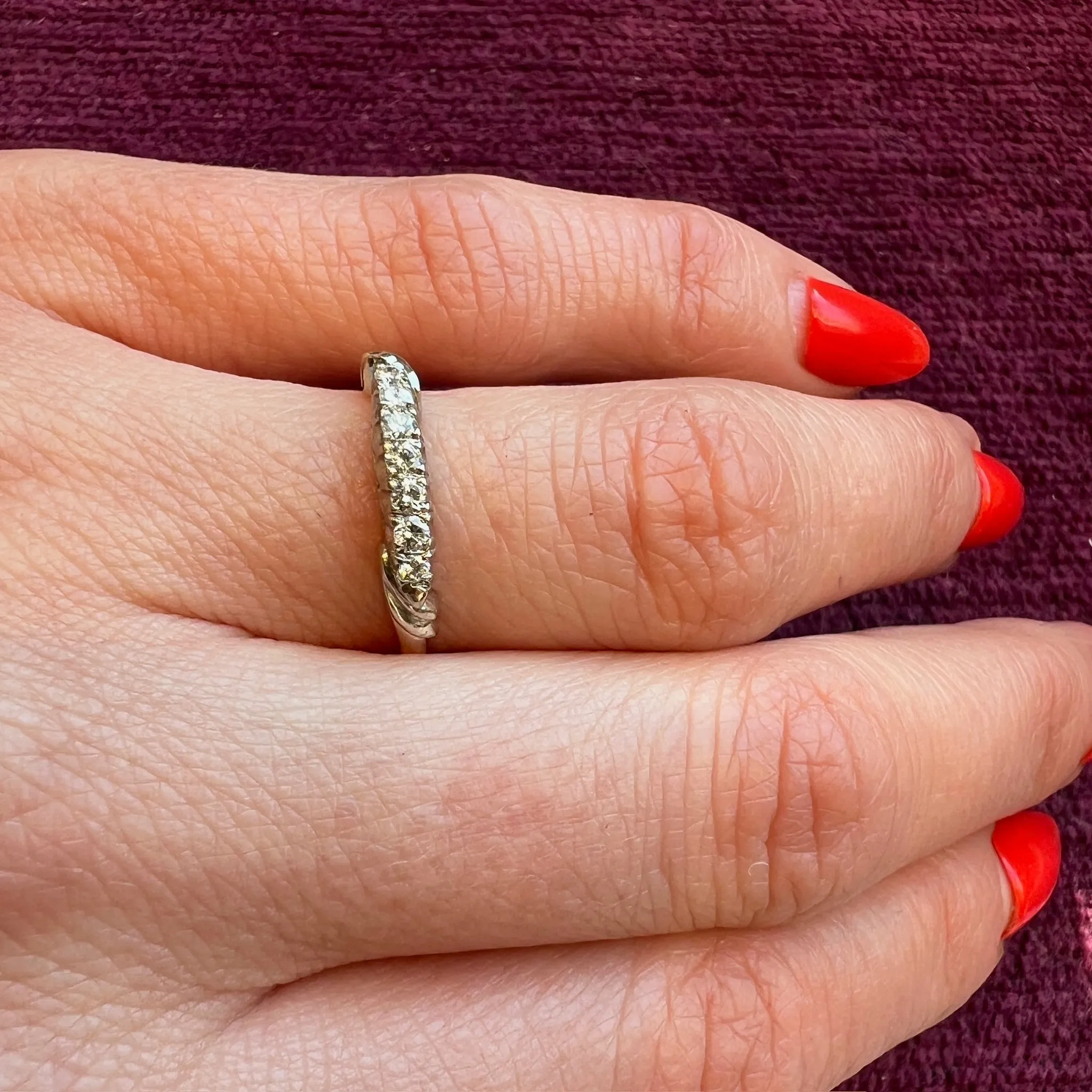 Jaunty Seven Diamond Two-Tone Gold Band