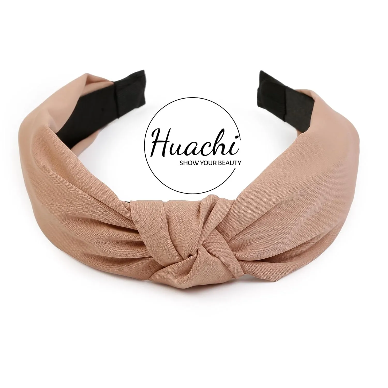 Knotted Fashion Hairbands for Women - Non-Slip Wide Hair Hoops, Cute Top Knot Headbands for Girls (Pink Heart Leopard Print)