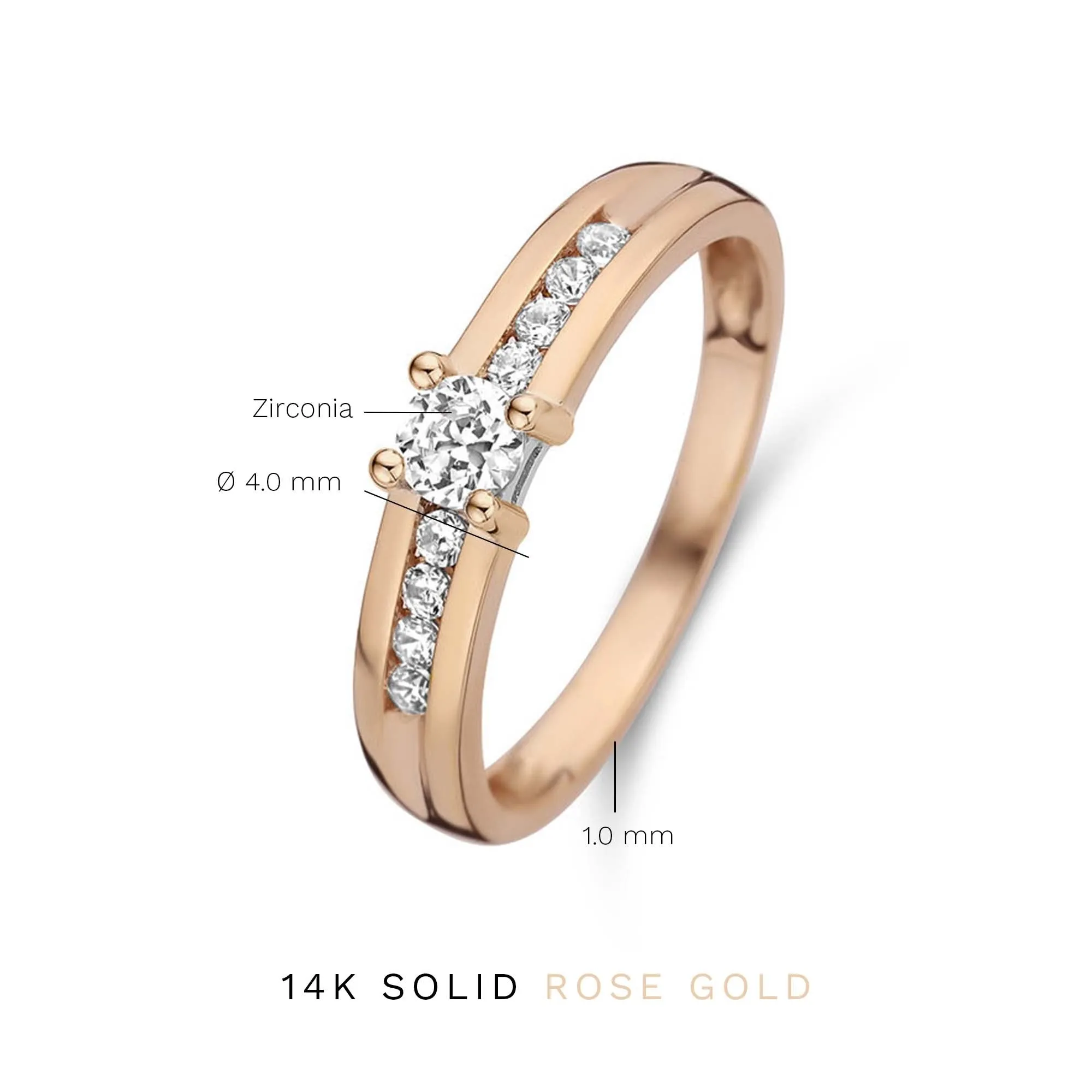La Concorde Estee 14 karat rose gold ring zirconia stones