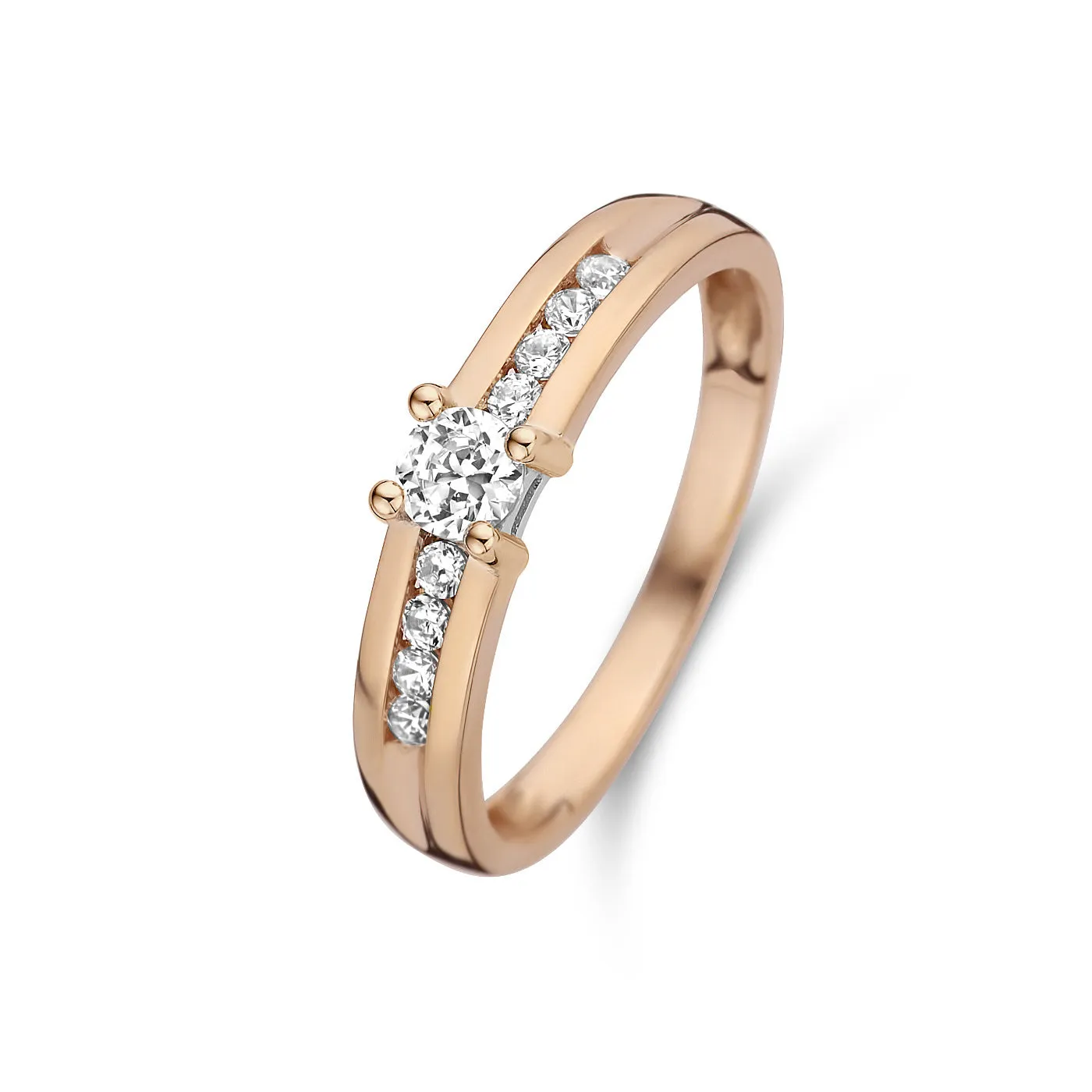 La Concorde Estee 14 karat rose gold ring zirconia stones