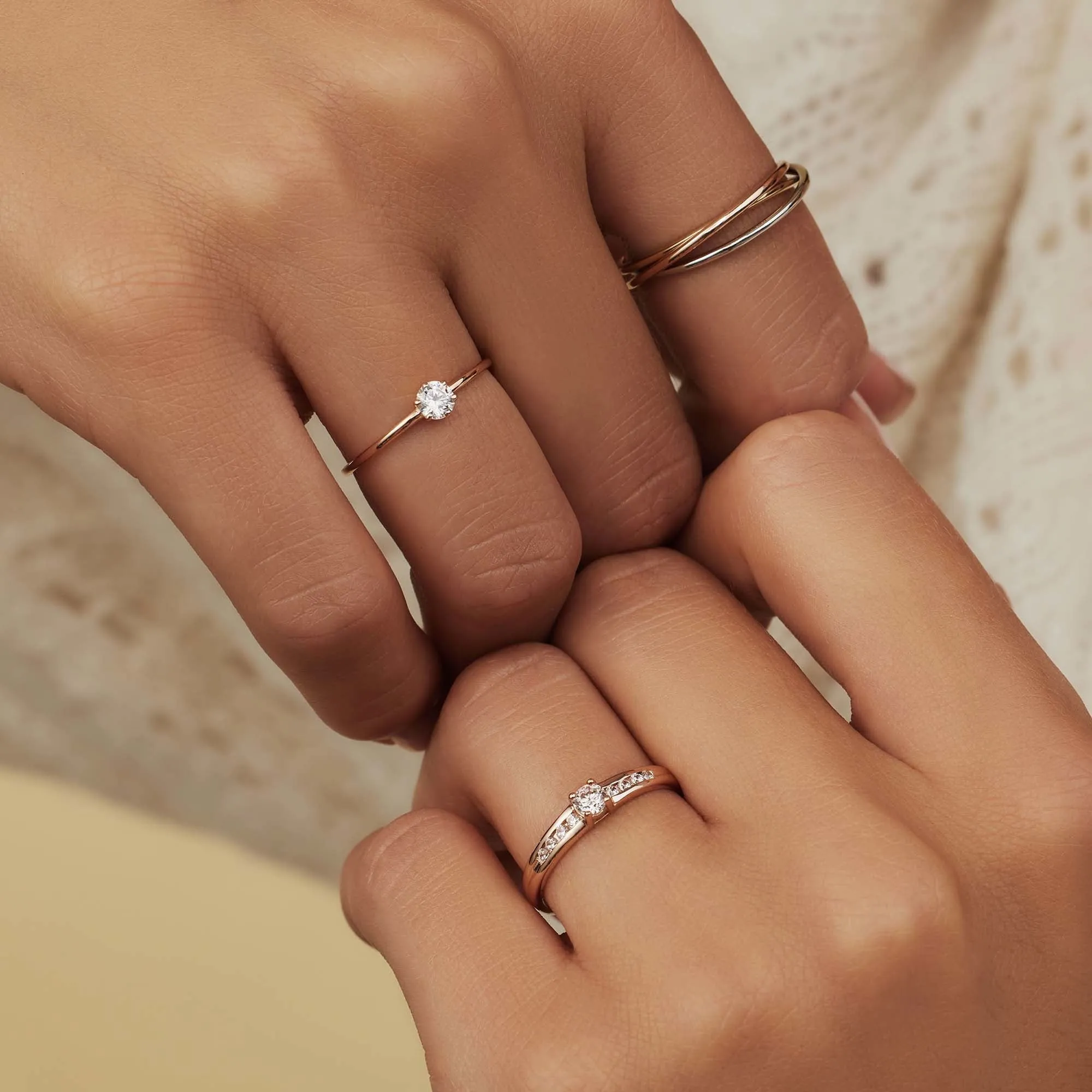 La Concorde Estee 14 karat rose gold ring zirconia stones
