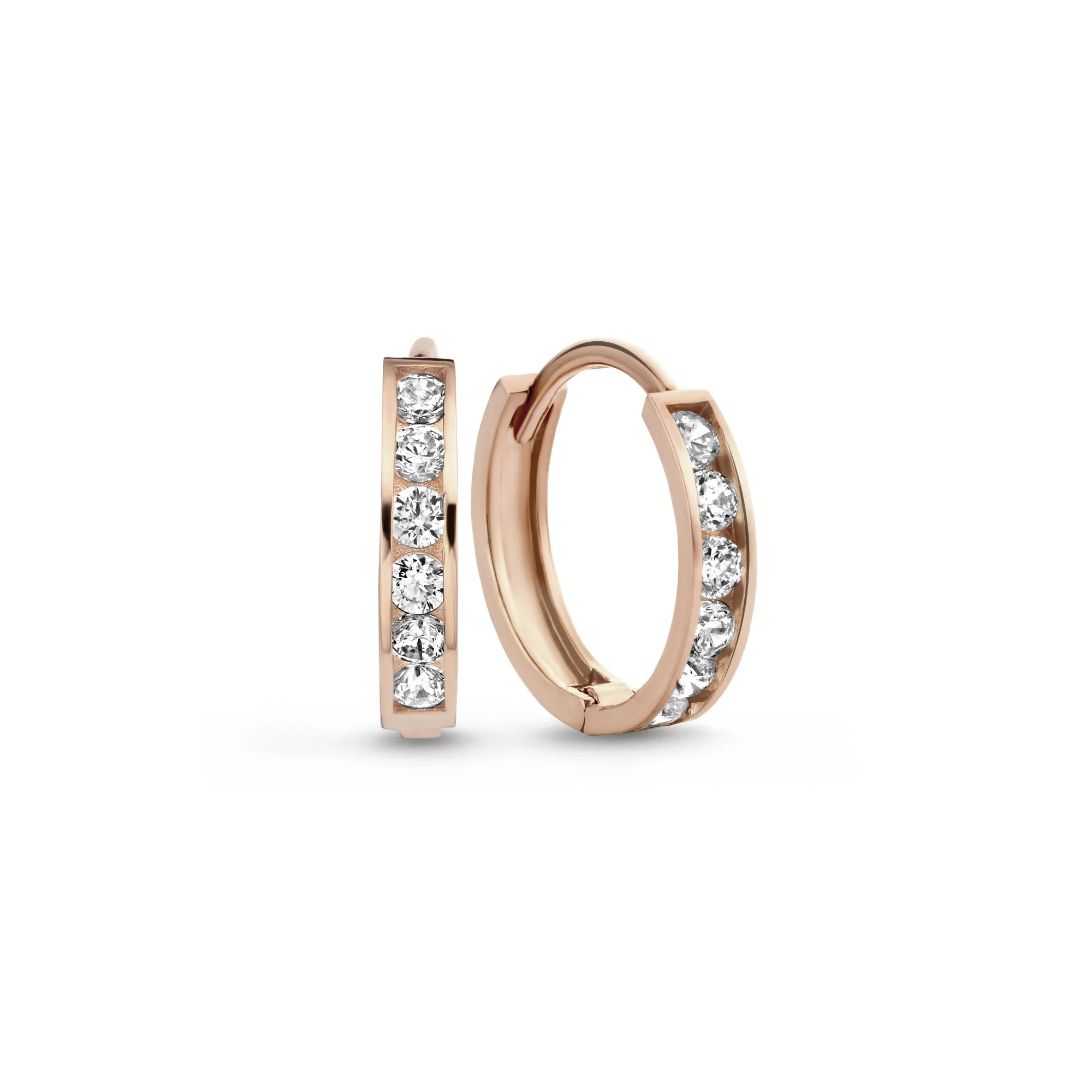 La Concorde Tiphaine 14 karat rose gold hoop earrings with zirkonia stones