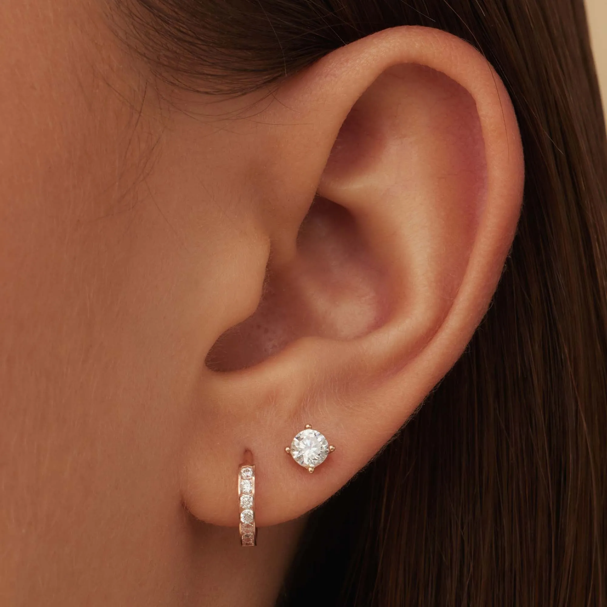 La Concorde Tiphaine 14 karat rose gold hoop earrings with zirkonia stones