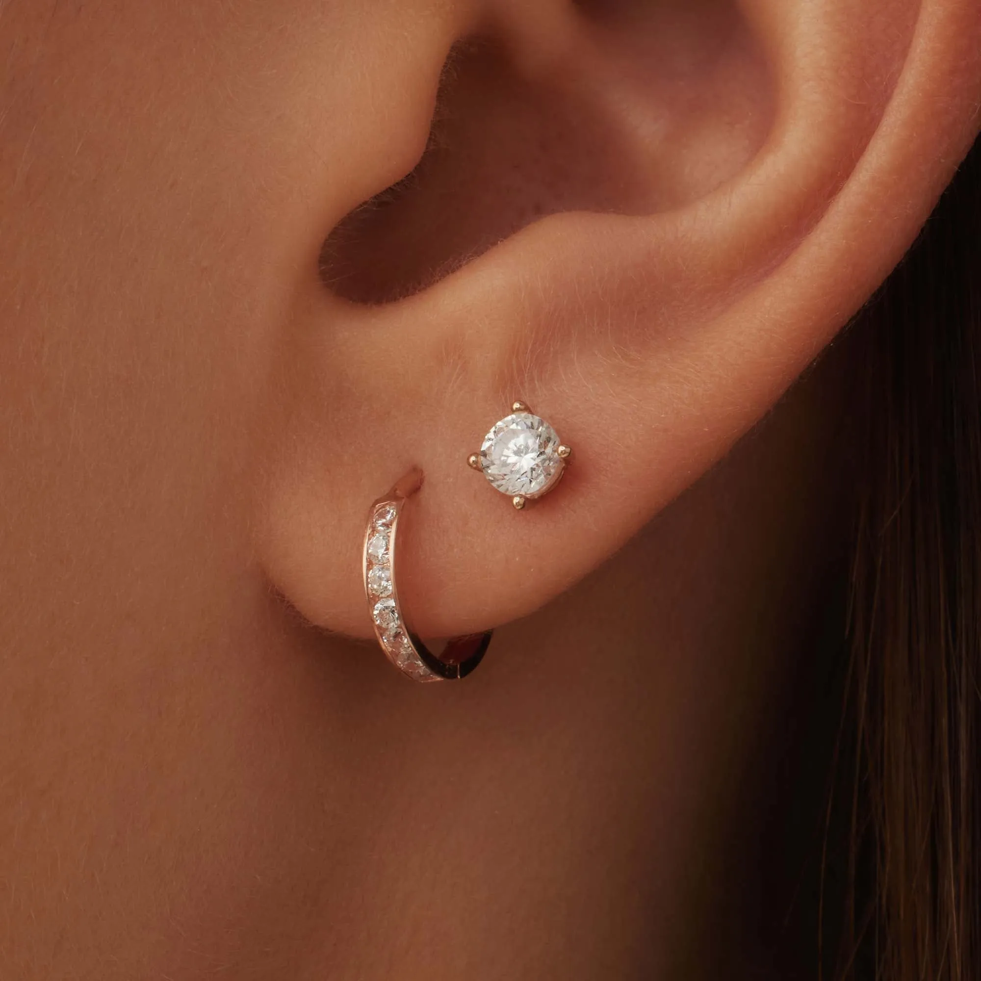 La Concorde Tiphaine 14 karat rose gold hoop earrings with zirkonia stones