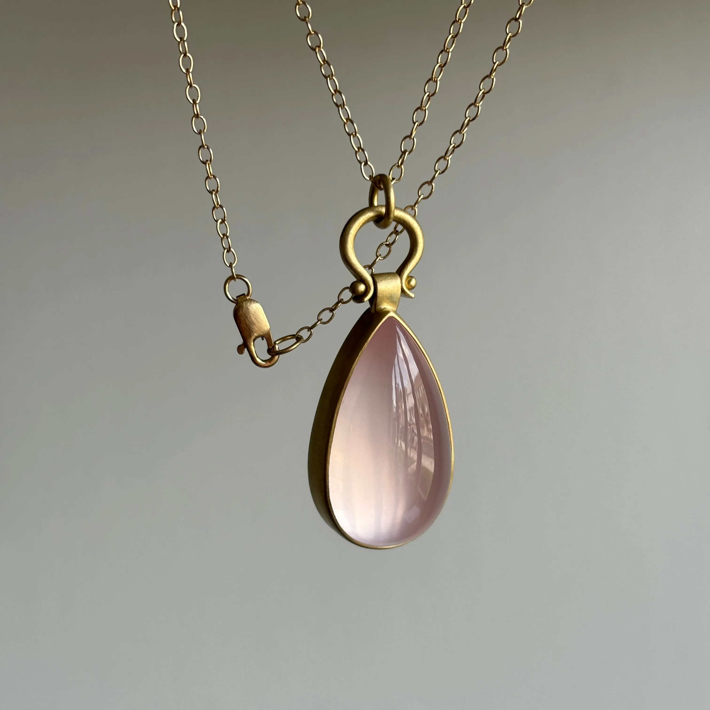 Large Rose Quartz Teardrop Pendant