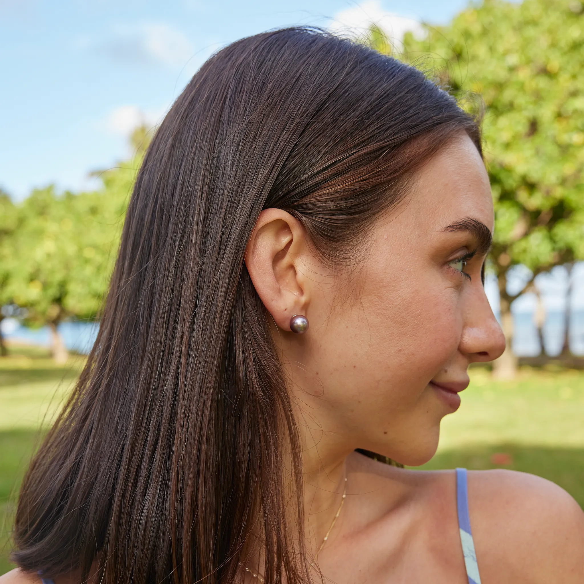 Lilac Freshwater Pearl in White Gold - 9-10mm