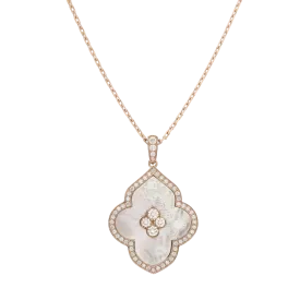 LUCE COLOUR - PENDANT SEMI PAVE ROSE GOLD MOTHER OF PEARL & 4 DIAMONDS L