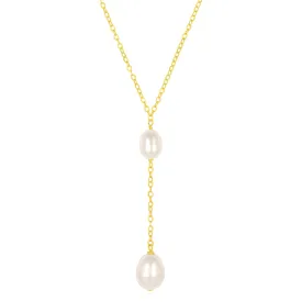 LULA PEARL LARIAT NECKLACE GOLD