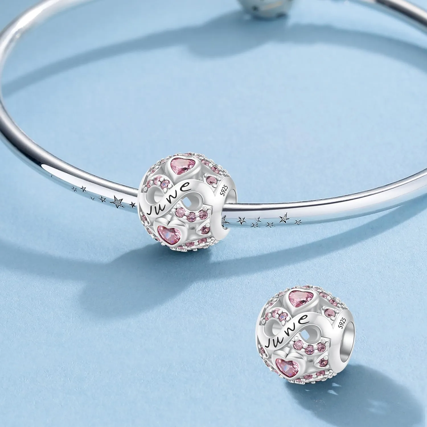 MICOO 925 Sterling Silver Jan-Dec Birthstone Charms For Bracelets and Necklaces, Original DIY Bead Charms With Cubic Zirconias Jewelry Birthday Gifts For Women.