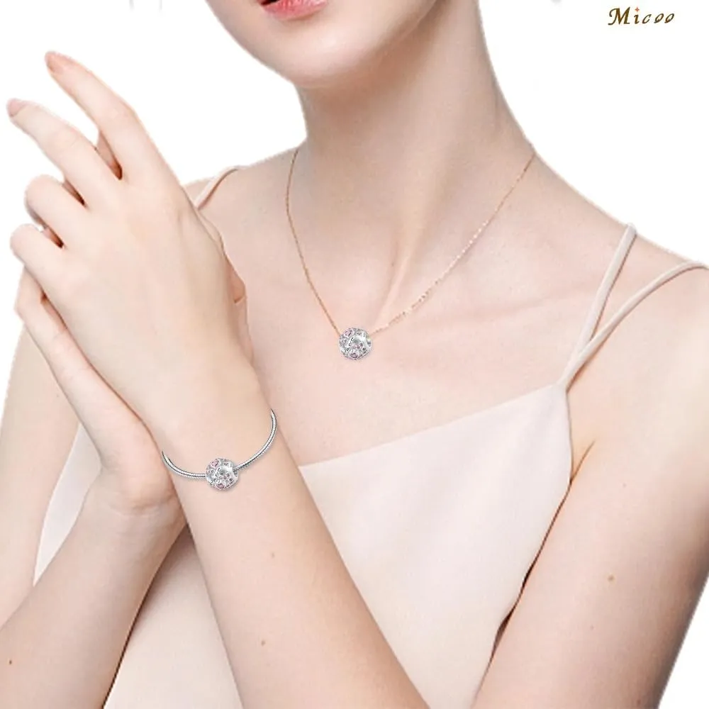 MICOO 925 Sterling Silver Jan-Dec Birthstone Charms For Bracelets and Necklaces, Original DIY Bead Charms With Cubic Zirconias Jewelry Birthday Gifts For Women.
