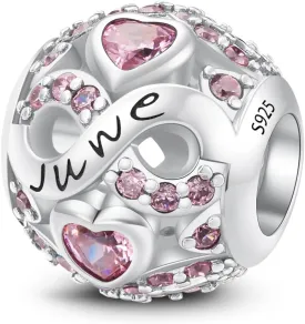 MICOO 925 Sterling Silver Jan-Dec Birthstone Charms For Bracelets and Necklaces, Original DIY Bead Charms With Cubic Zirconias Jewelry Birthday Gifts For Women.