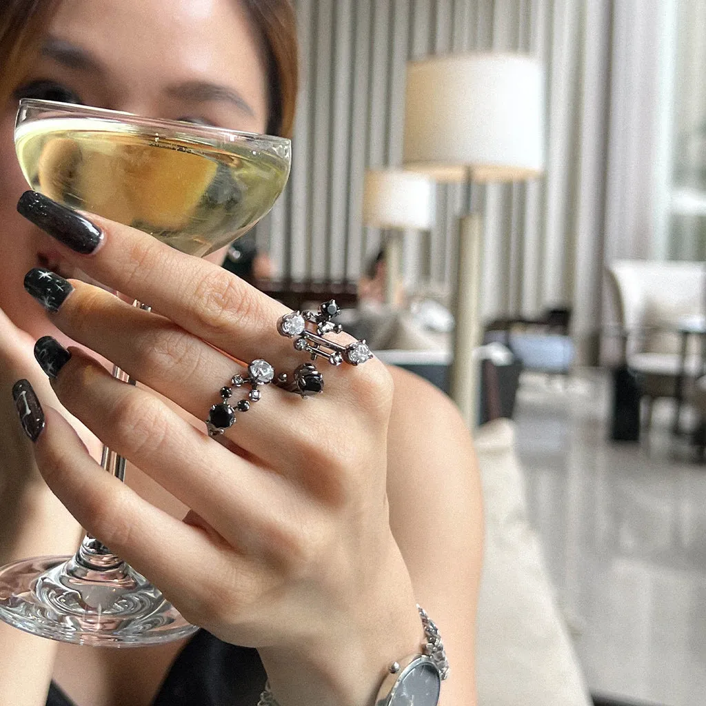 Mini Gems Ring [Black/White gems]