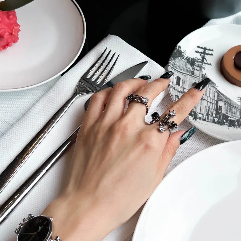 Mini Gems Ring [Black/White gems]