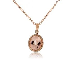 Morganite and Diamond Halo Pendant