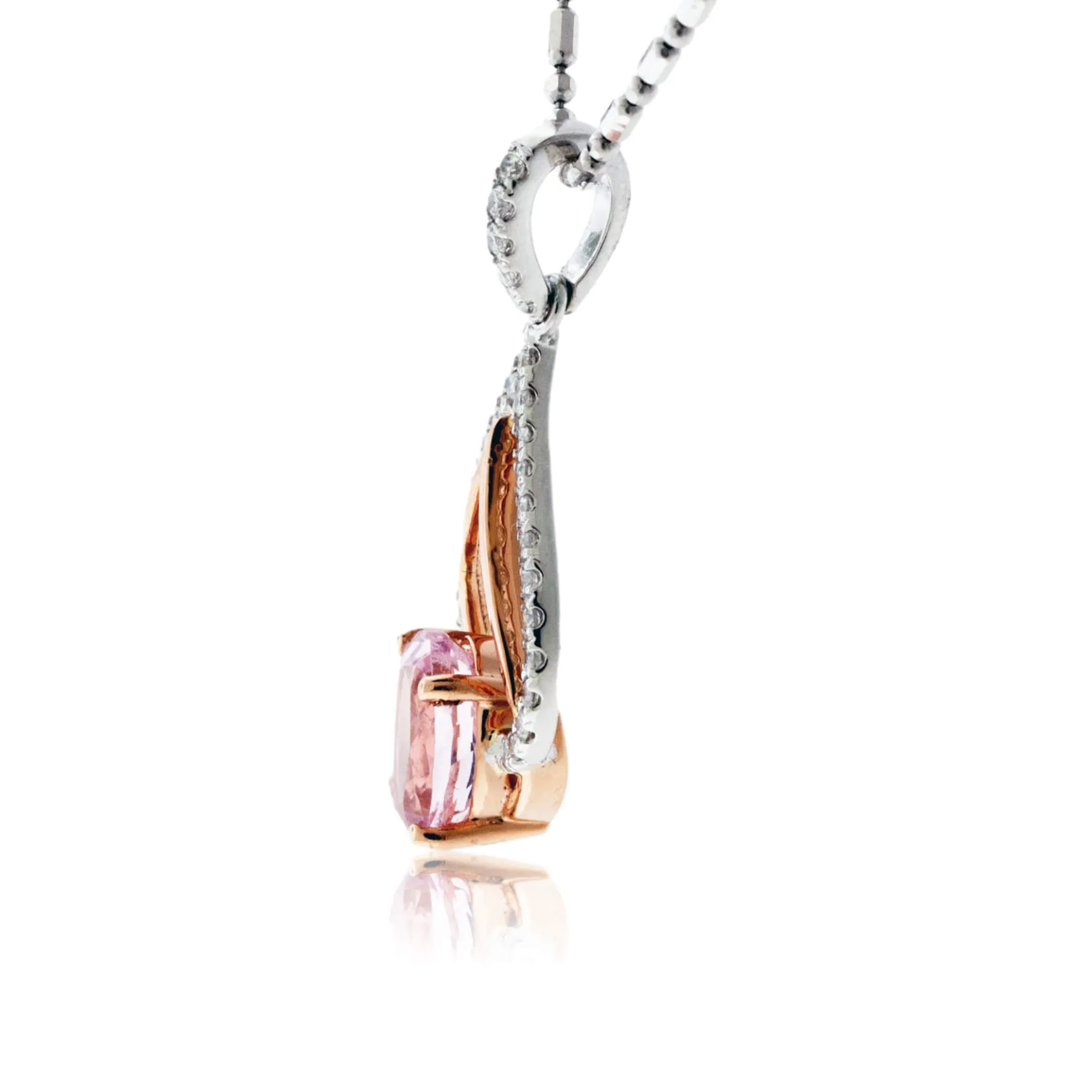 Morganite and Diamond Reverse Heart Pendant