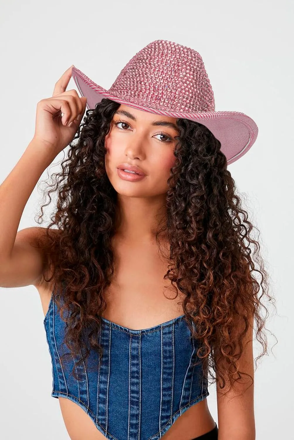 Neon Holographic Western Cowboy Hat for Womens - Glitter Cowgirl Hat for Disco Parties and Costumes